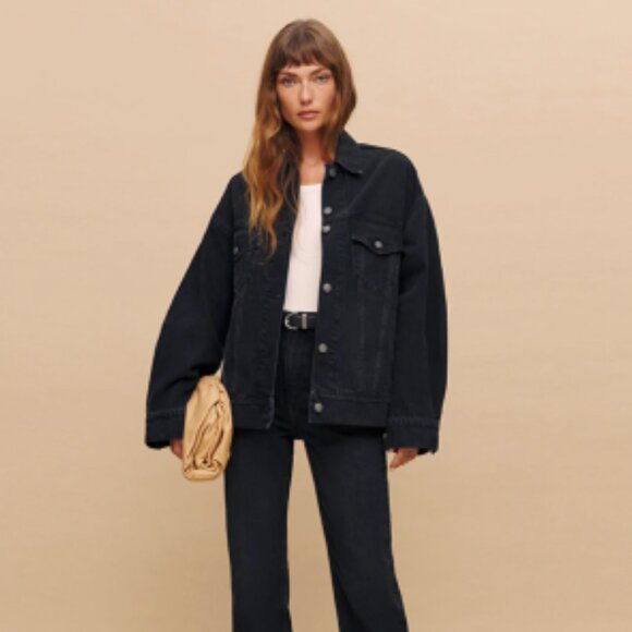 reformation Vintage jacket with loose black denim coat - Picture 3 of 4